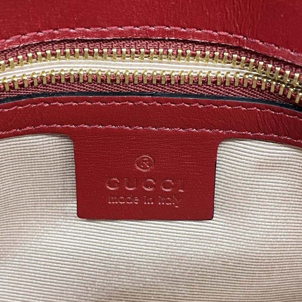 GUCCI Red Leather GG Marmont Shoulder Bag - Picture 5 of 12